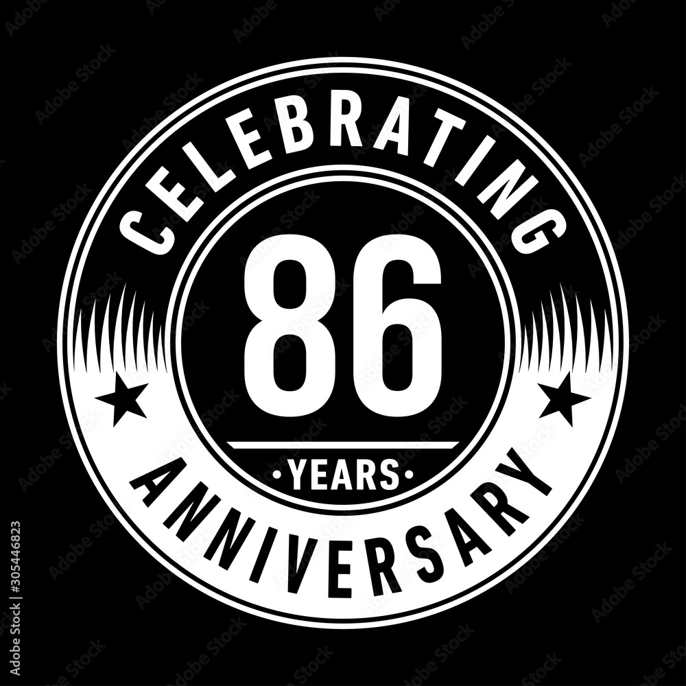 86 years anniversary celebration logo template. Eighty-six years vector and illustration.