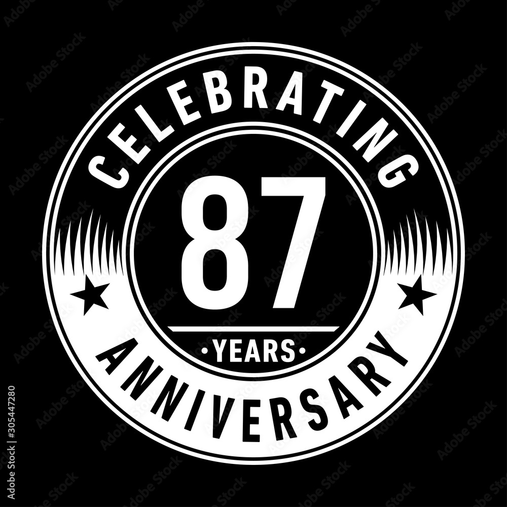87 years anniversary celebration logo template. Eighty-seven years vector and illustration.