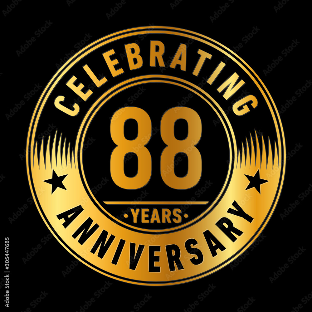 88 years anniversary celebration logo template. Eighty-eight years vector and illustration.