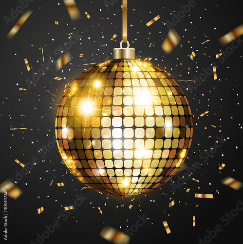 Christmas greeting card with golden ball
