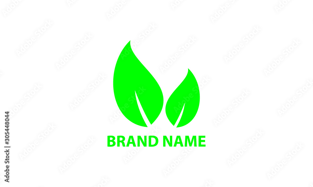 leaf logo template with green color and flat style leaf logo template with green color and flat style
