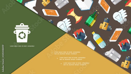 Flat Garbage And Trash Composition