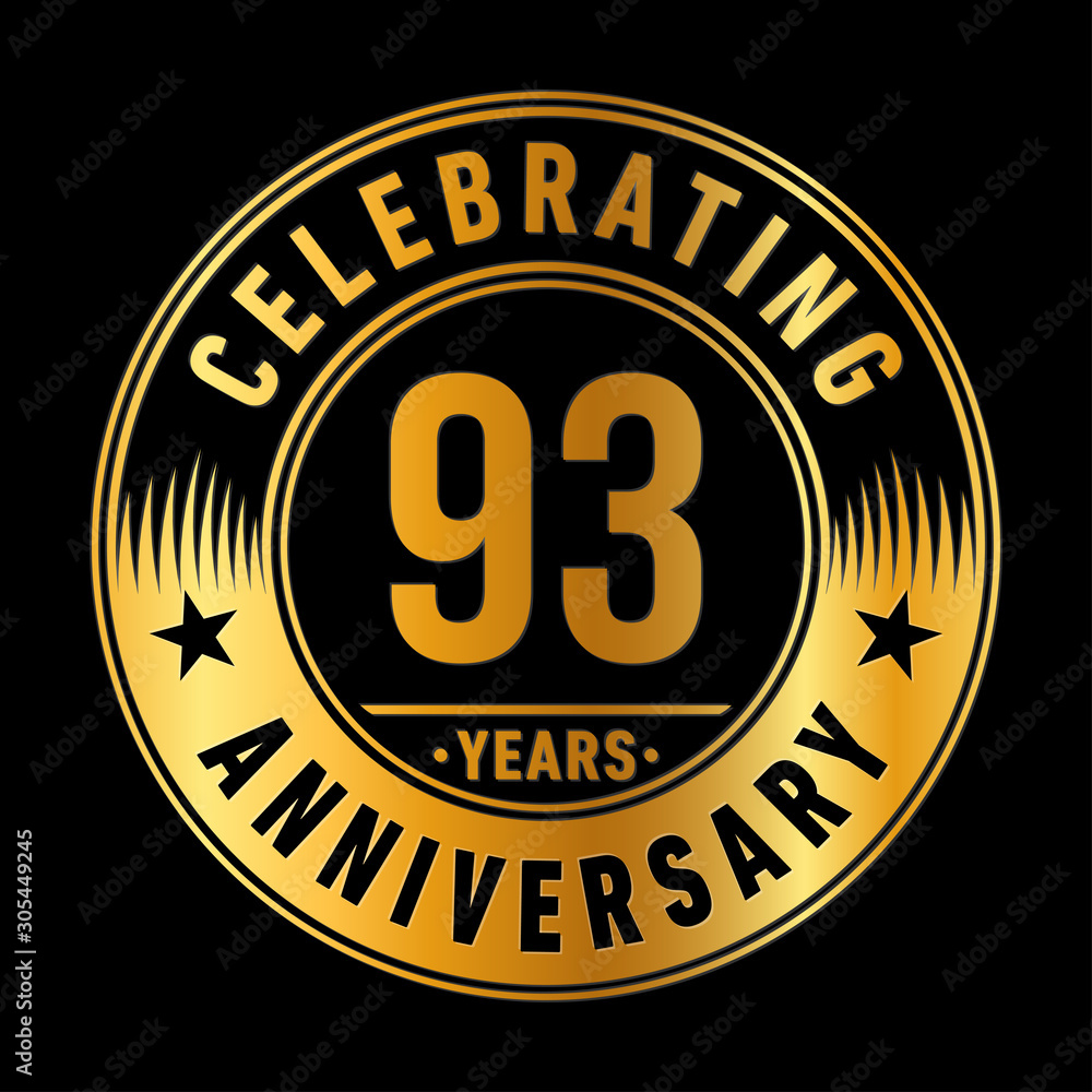 93 years anniversary celebration logo template. Ninety-three years vector and illustration.