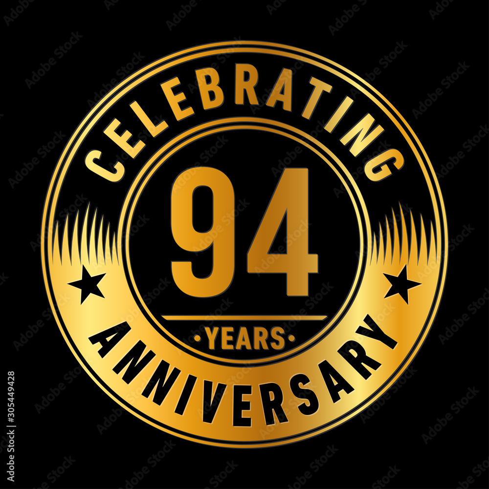 94 years anniversary celebration logo template. Ninety-four years vector and illustration. 94 years anniversary celebration logo template. Ninety-four years vector and illustration.