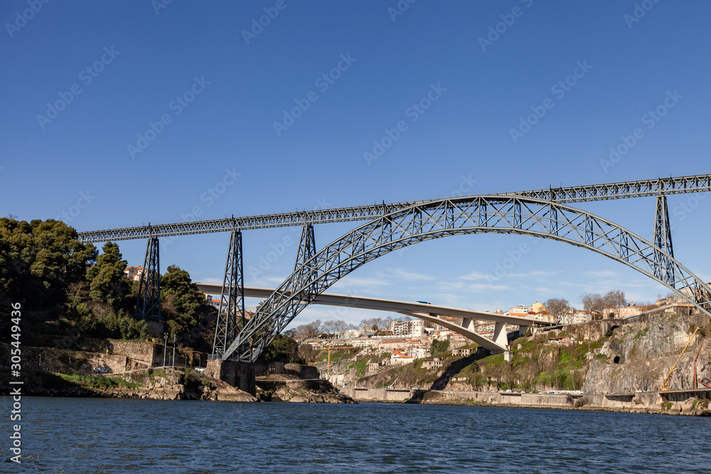Bridges and Douru river in Porto, Portugal.