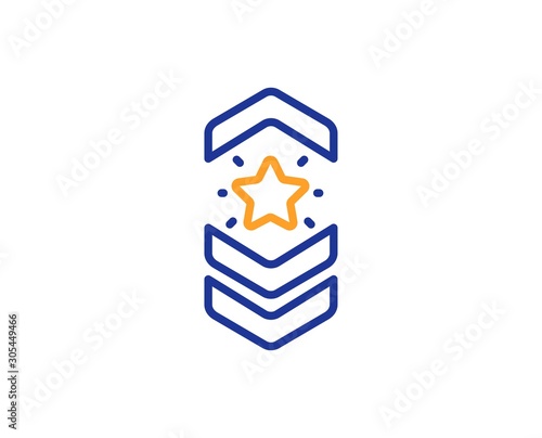 Star award sign. Shoulder strap stars line icon. Best rank symbol. Colorful outline concept. Blue and orange thin line shoulder strap icon. Vector