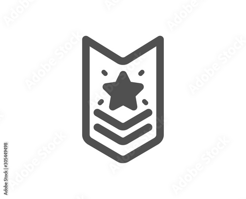 Star award sign. Shoulder strap stars icon. Best rank symbol. Classic flat style. Simple shoulder strap icon. Vector