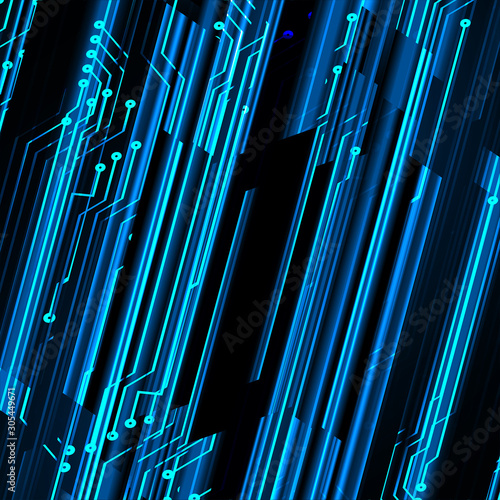Blue cyber circuit future technology concept background
