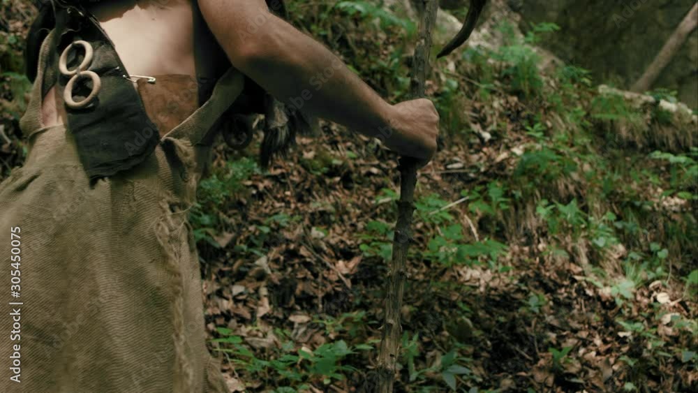 Slow Mo Prehistoric Traveler In Forest Slow Mo Prehistoric Traveler In Forest