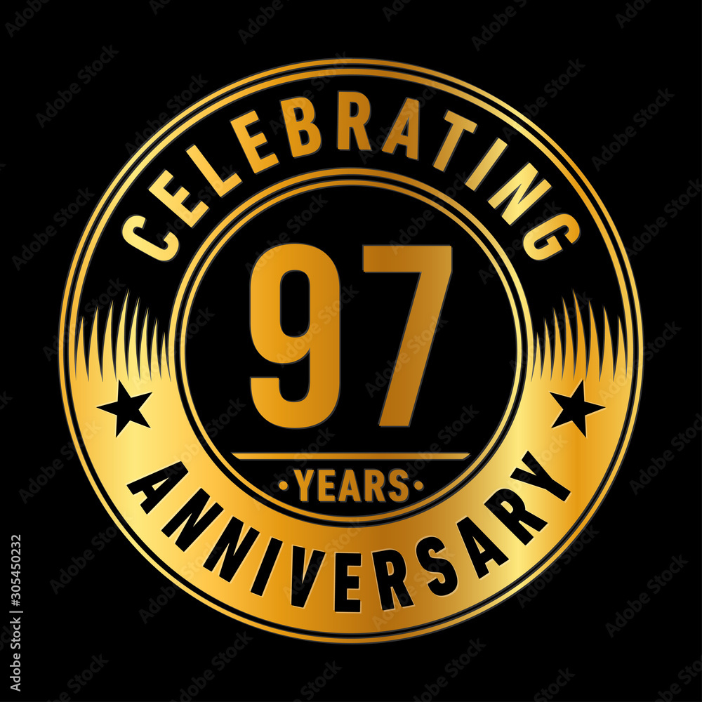 97 years anniversary celebration logo template. Ninety-seven years vector and illustration.