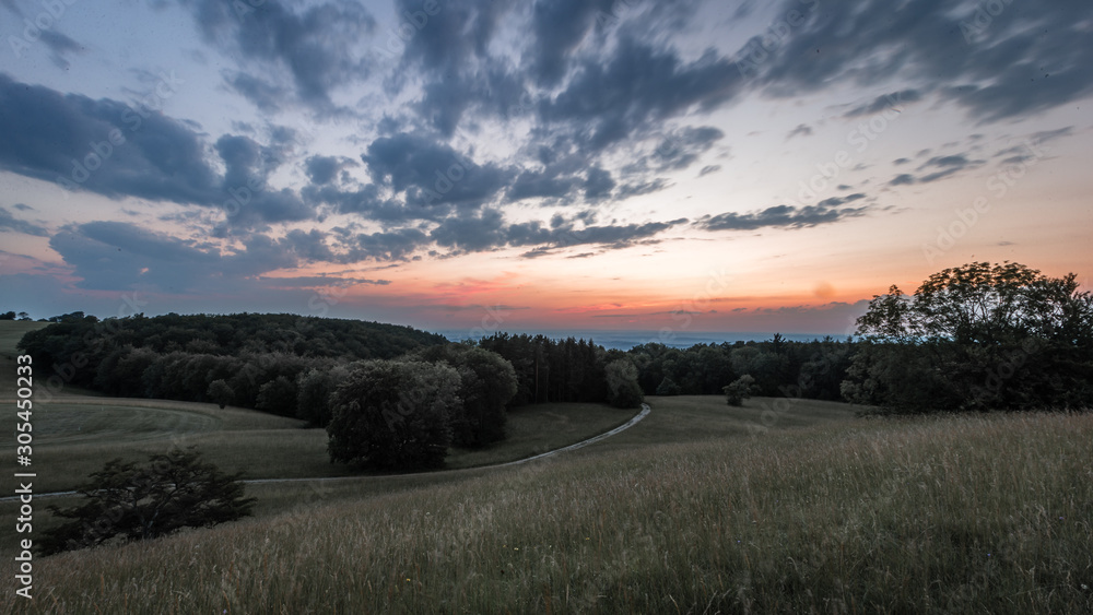 Sunset over a UNESCO protected field in Baden-Württemberg, Germany. 