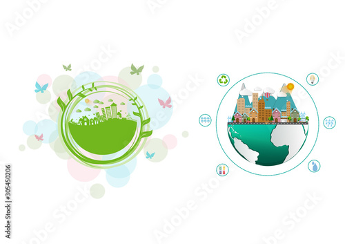 Ecology connection  concept background . Vector infographic