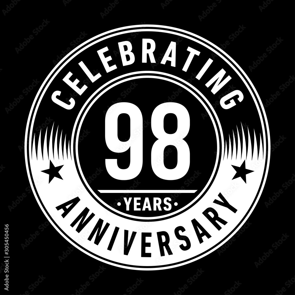 98 years anniversary celebration logo template. Ninety-eight years vector and illustration.