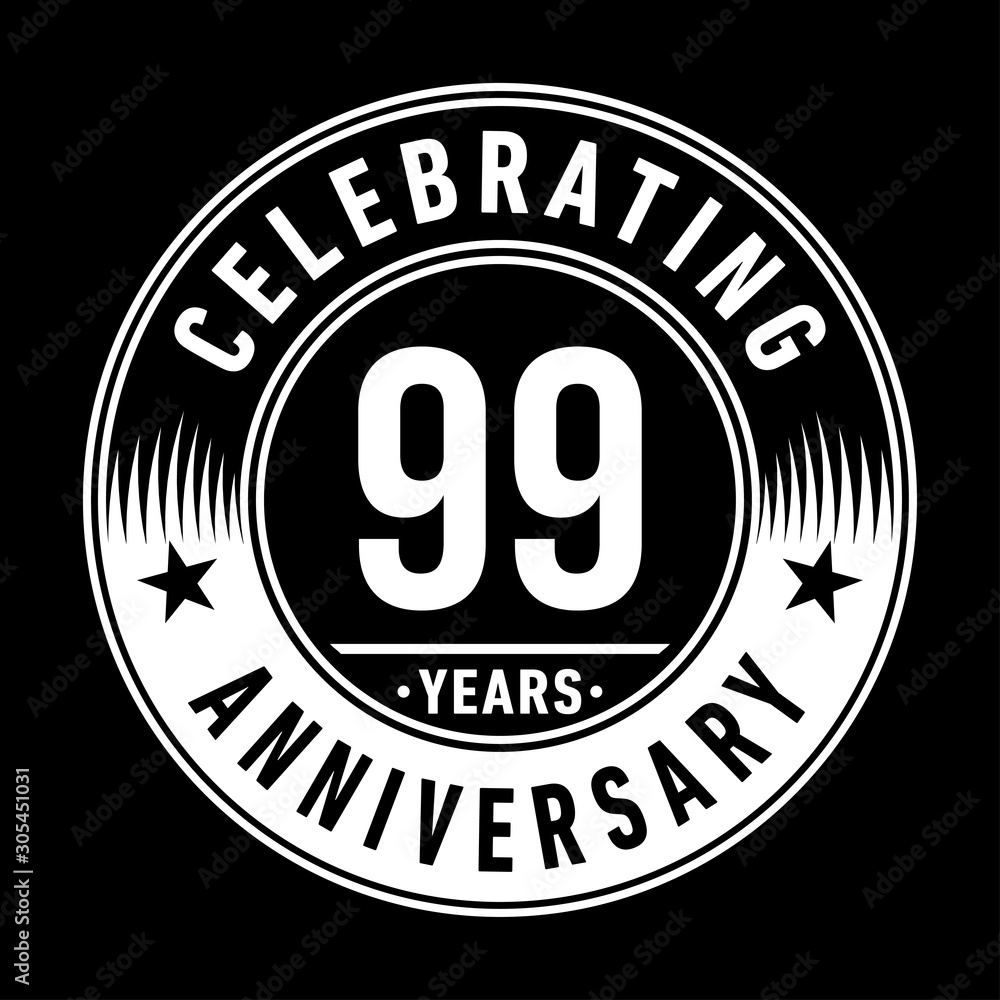 99 years anniversary celebration logo template. Ninety-nine years vector and illustration.