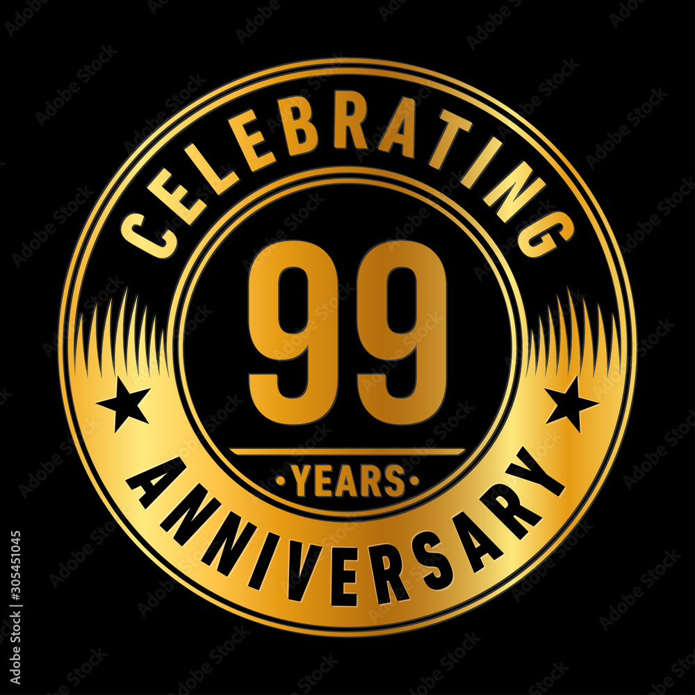 99 years anniversary celebration logo template. Ninety-nine years vector and illustration.