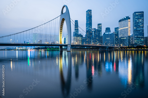 Guangzhou city night landscape in China photo