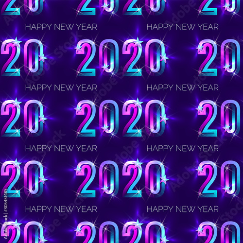 New year pattern with neon 2020