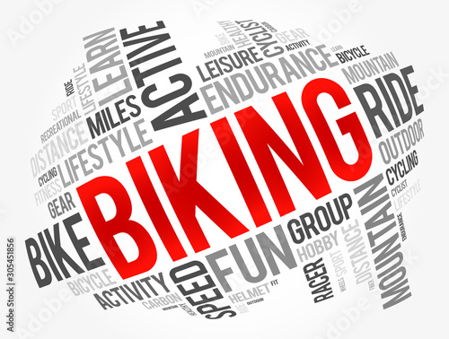 Biking word cloud collage, sport concept background