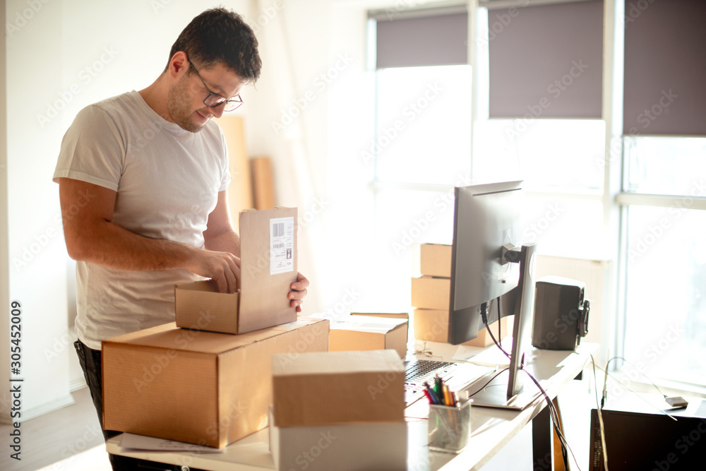 Young Man Working in Delivery service Young Man Working in Delivery service