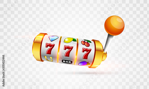 Lucky seven on slot machine. Vector.
