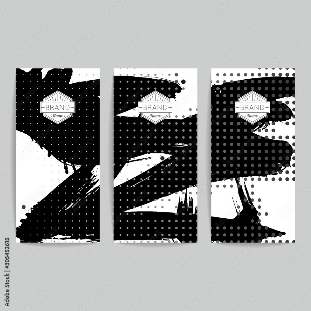 Set of vector business card templates with brush stroke background. Set of vector business card templates with brush stroke background.