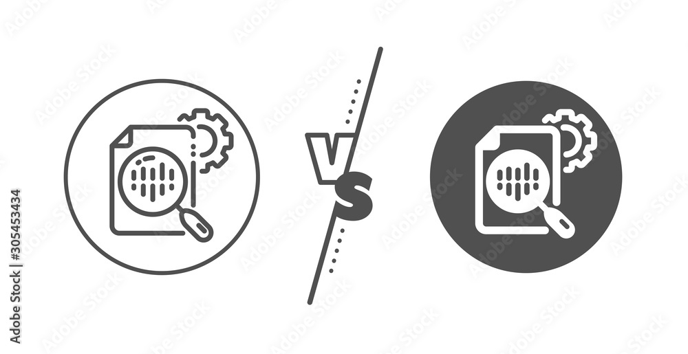 Settings cogwheel sign. Versus concept. Seo stats line icon. Traffic management symbol. Line vs classic seo stats icon. Vector Settings cogwheel sign. Versus concept. Seo stats line icon. Traffic management symbol. Line vs classic seo stats icon. Vector