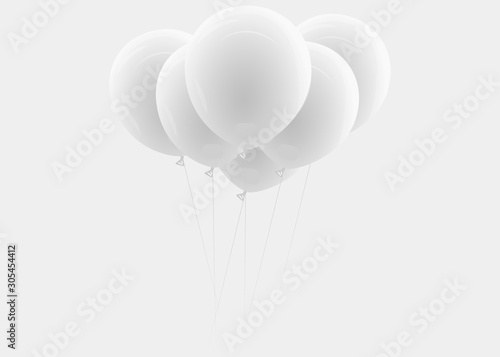 Realistic white balloon isolated on transparent background. Vector illustration.