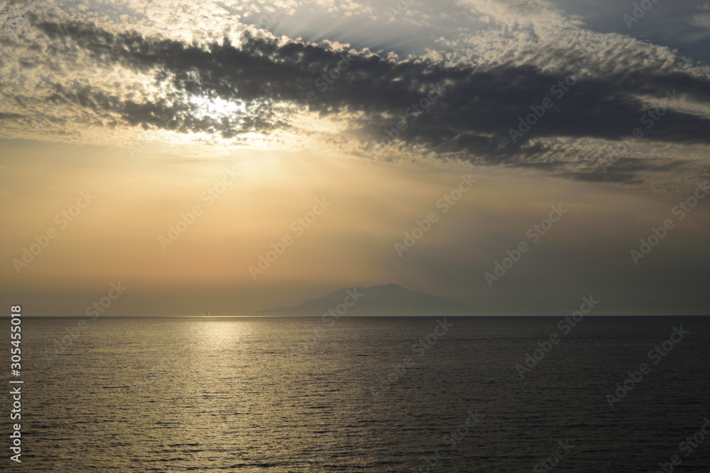 Seascape - view of Samothraki on sunset