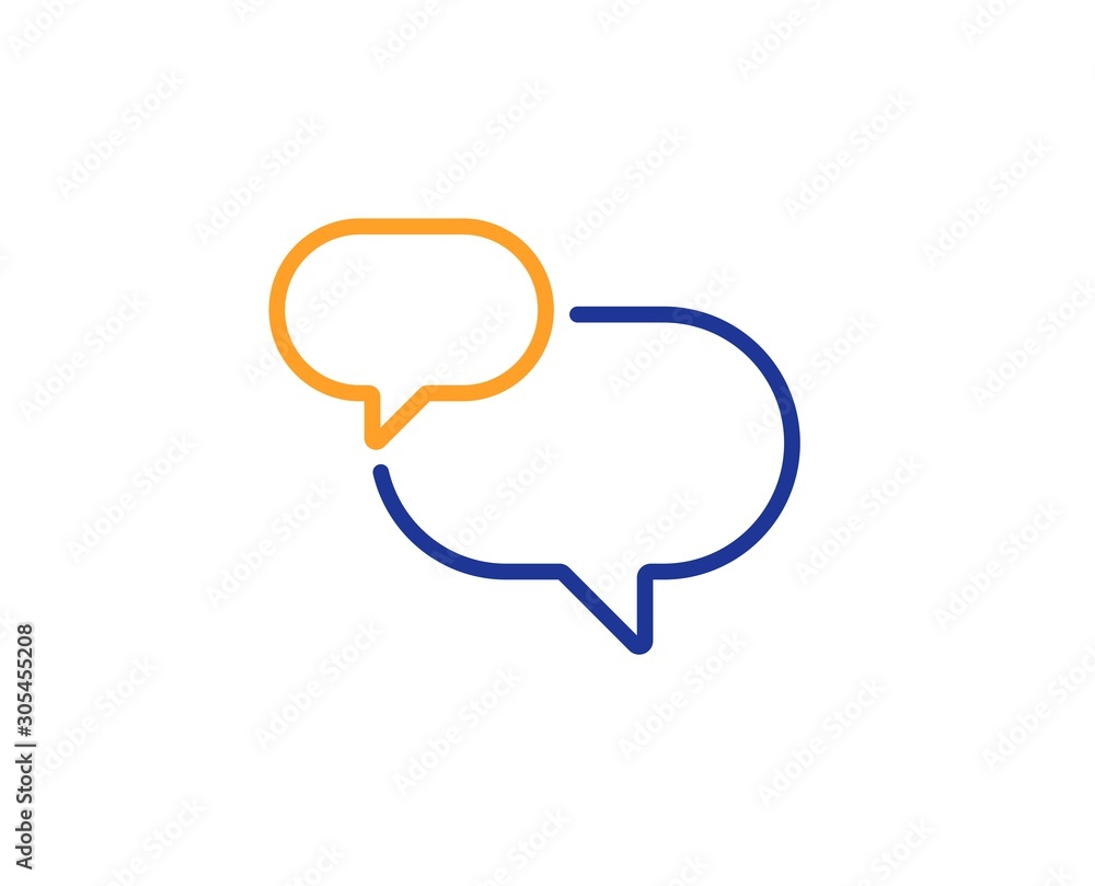 Speech bubble sign. Chat comment line icon. Social media message symbol. Colorful outline concept. Blue and orange thin line chat message icon. Vector Speech bubble sign. Chat comment line icon. Social media message symbol. Colorful outline concept. Blue and orange thin line chat message icon. Vector