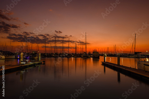 Yacht port on sun set, Relaxation vocation