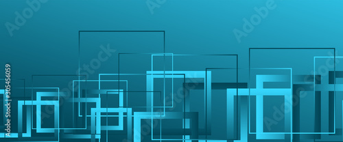 Abstract background with simple square or rectangle geometrical shapes. Geometric template with fluid gradients. Line design, technology concept. Vector Illustration For Wallpaper, Banner Background