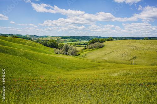 Countryside landscape with Tuscany rolling hills