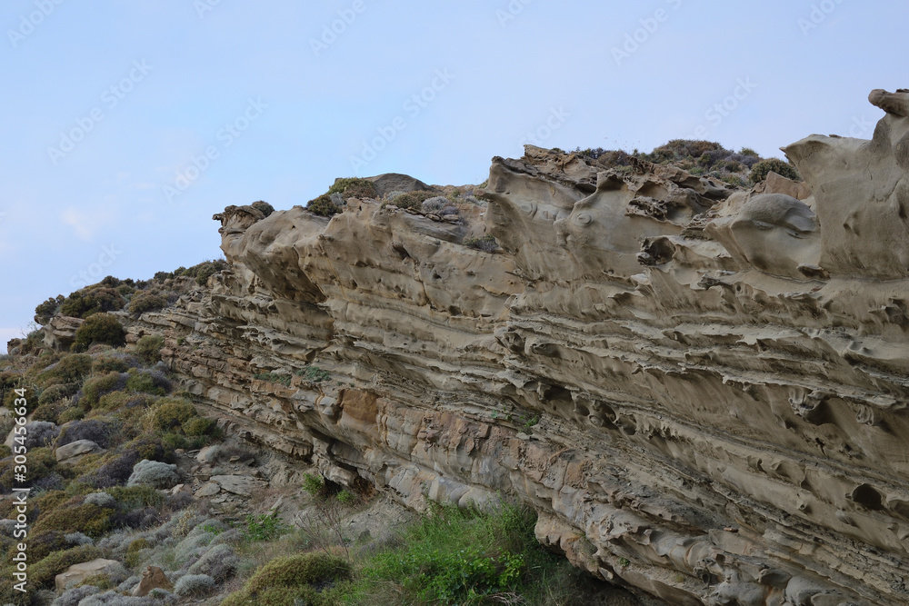 geological formations on turkish aegean island Gokceada