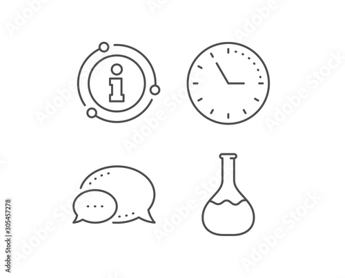 Chemistry lab line icon. Chat bubble, info sign elements. Laboratory flask sign. Analysis symbol. Linear chemistry lab outline icon. Information bubble. Vector