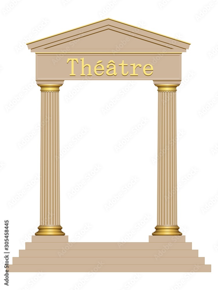 3D Ancient theater with four columns isolated on white background 3D Ancient theater with four columns isolated on white background