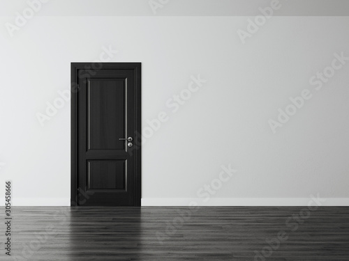White empty space interior with black door