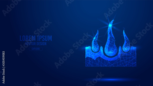 Skin hair geometric lines, low poly style wireframe vector banner template. Isolated medicine science technology concept blue background.