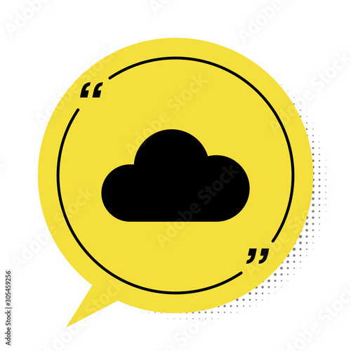 Black Music streaming service icon isolated on white background. Sound cloud computing, online media streaming, online song, audio wave. Yellow speech bubble symbol. Vector Illustration