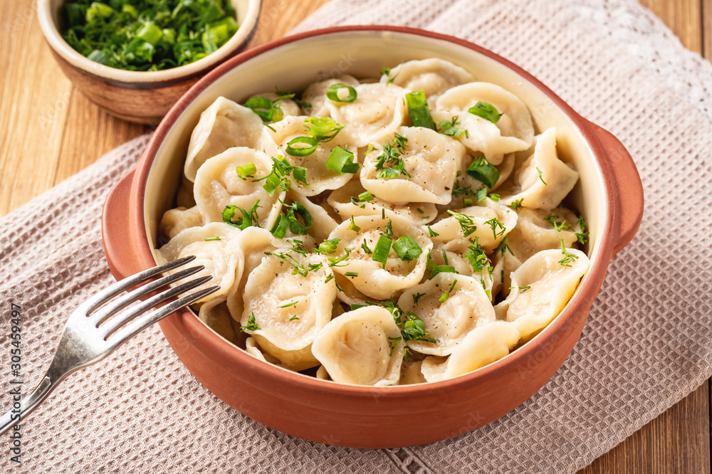 Meat filled dumplings, pelmeni, Russian cuisine. Meat filled dumplings, pelmeni, Russian cuisine.