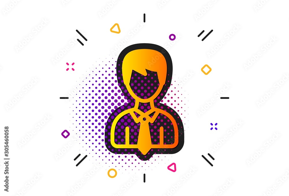 Profile Avatar sign. Halftone circles pattern. Male User icon. Businessman Person silhouette symbol. Classic flat businessman icon. Vector Profile Avatar sign. Halftone circles pattern. Male User icon. Businessman Person silhouette symbol. Classic flat businessman icon. Vector