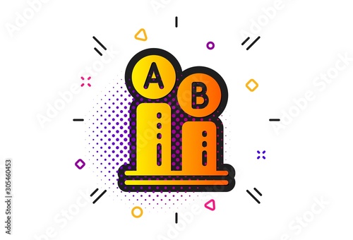 Ui test chart sign. Halftone circles pattern. Ab testing icon. Classic flat ab testing icon. Vector