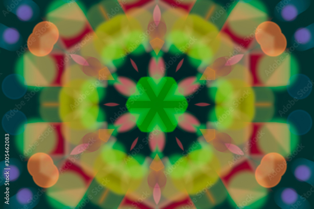 Abstract conceptual kaleidoscope dreamy style. For graphic design, background or texture. Colorful