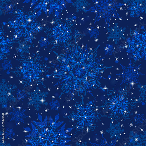 Merry Christmas seamless snowflakes background. Vector illustration.