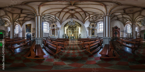 Full spherical seamless hdri panorama 360 degrees inside interior of old gothic catholic church of Nicolas in equirectangular projection  VR AR content with zenith