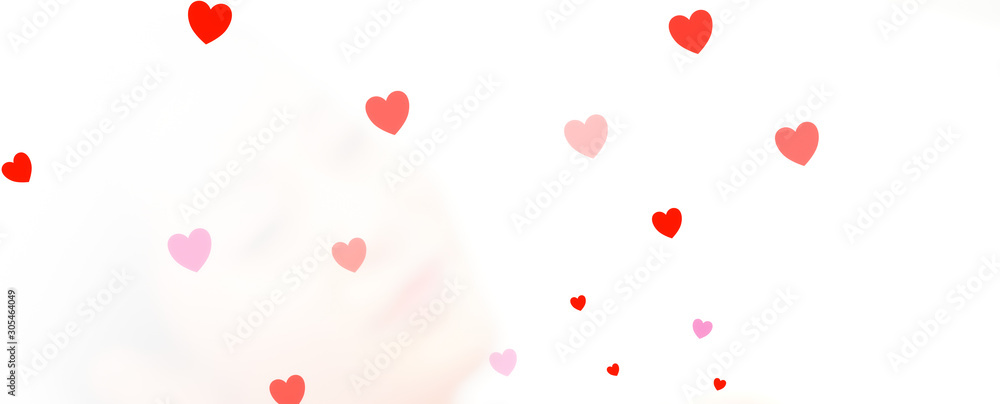 Hearts. Valentine's Day abstract background with women on white background