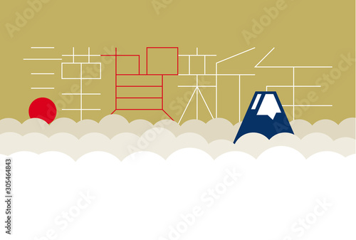 年賀状, 謹賀新年, 添え書きなし,（ベクター 線幅変更可）