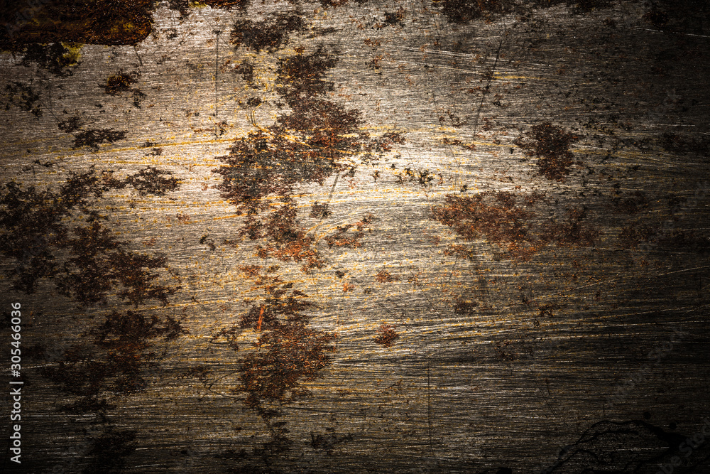 Obraz premium Abstract pattern of rust on old metal textured surface for background. Toned