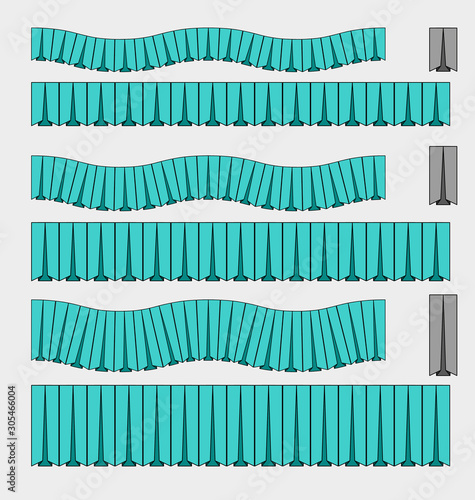box pleats ruffle trim fashion brush set vector colorable by stroke color