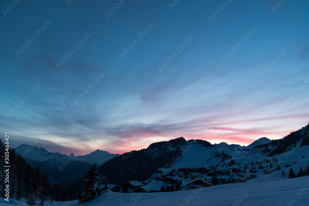 Winterwonderland sunset Switzerland
