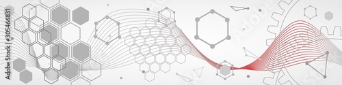Science network pattern. Connecting lines and dots. Modern futuristic virtual abstract background molecule structure for medical, technology, chemistry, science. Hexagonal shapes
